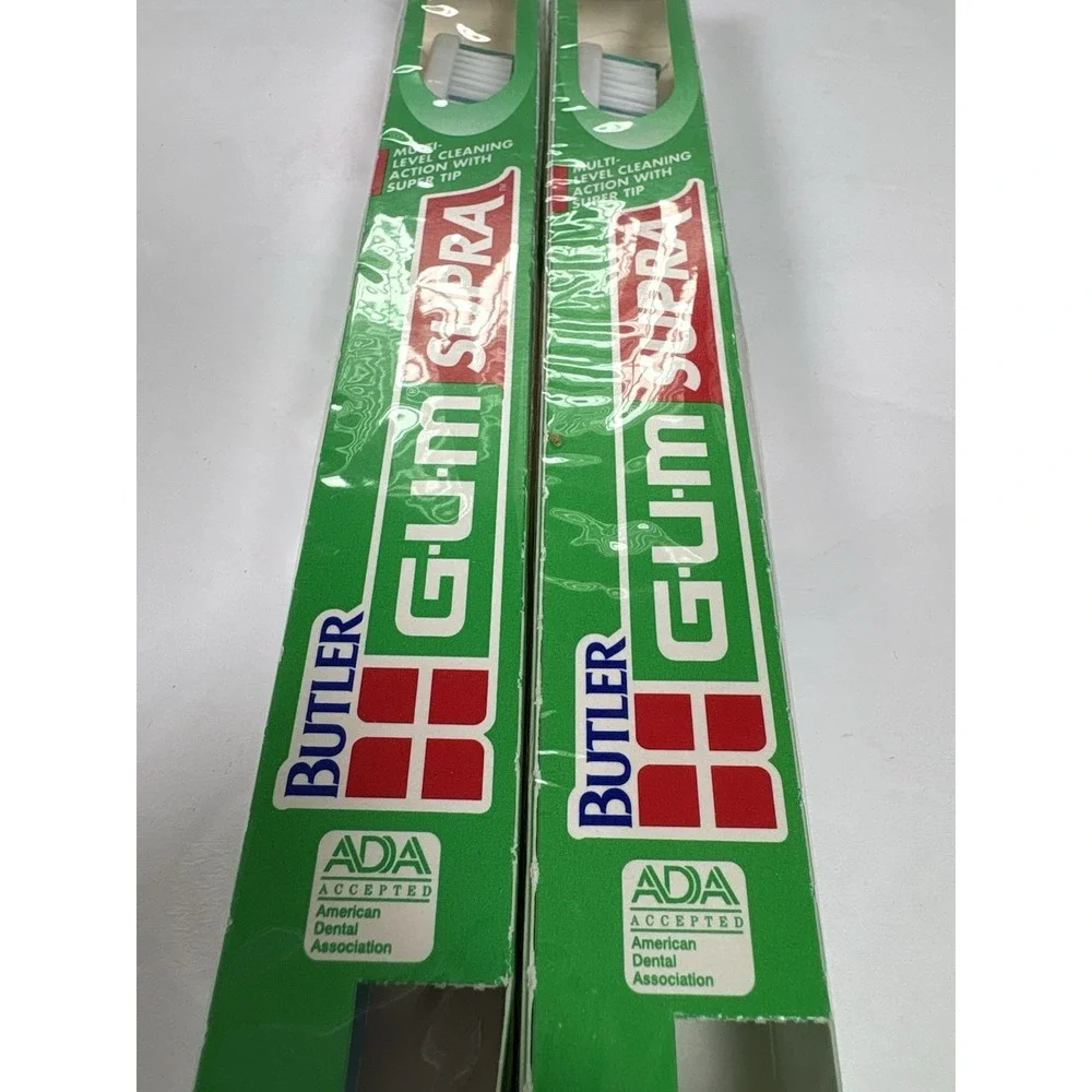 Vintage Butler GUM Supra Toothbrush Soft Compact Head Lot 2 NOS Dentist